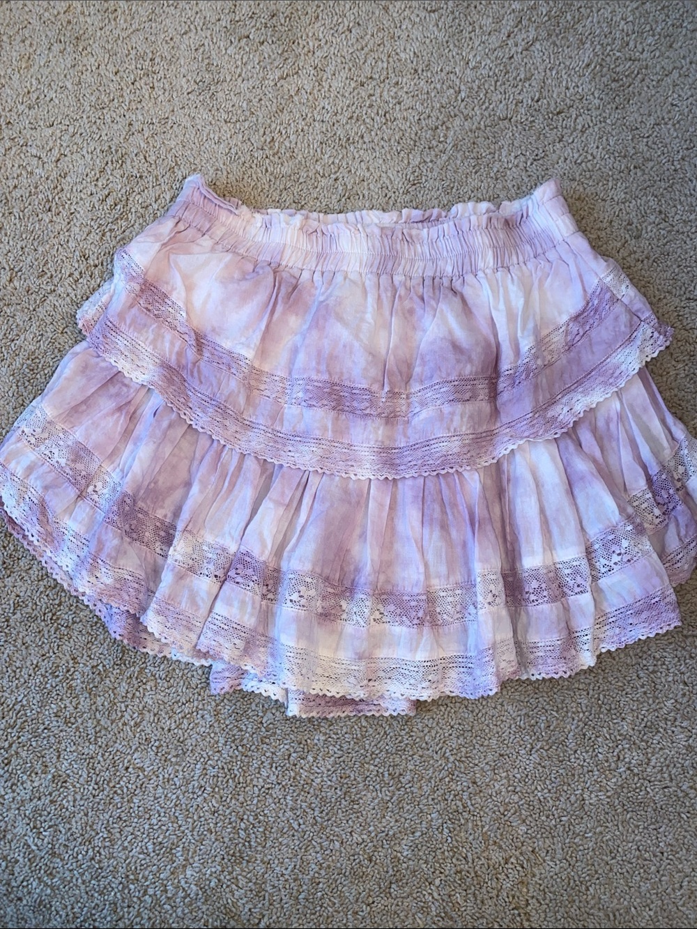 LoveShackFancy Lavender Ruffle Mini Skirt